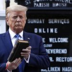 Trump holding Bible in front of church