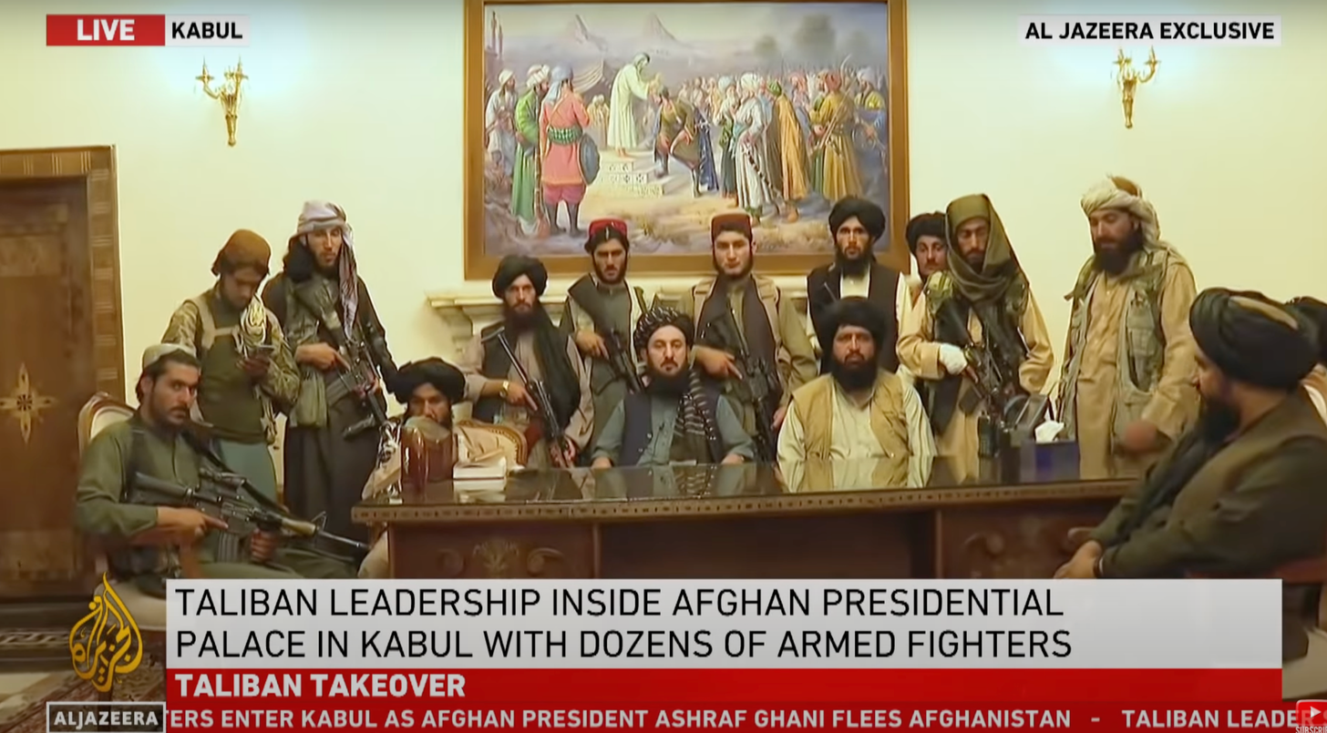 Taliban fighters in palace, Kabul