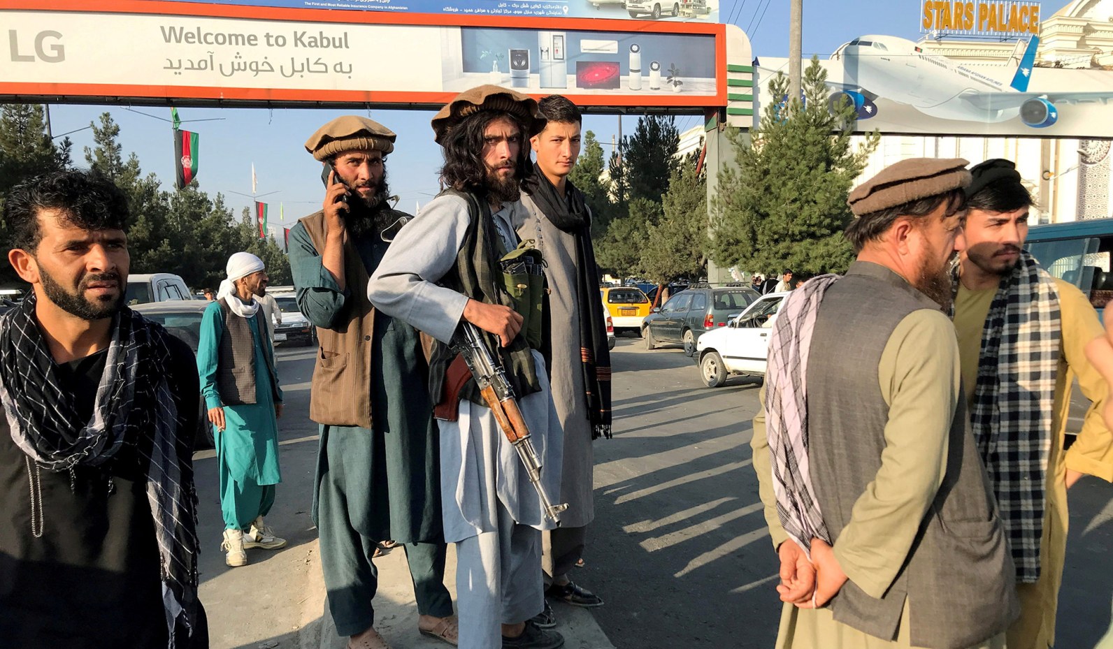 Taliban member - outside Hamid Karzai International Airport in Kabul