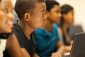 group of college student in lecture room
