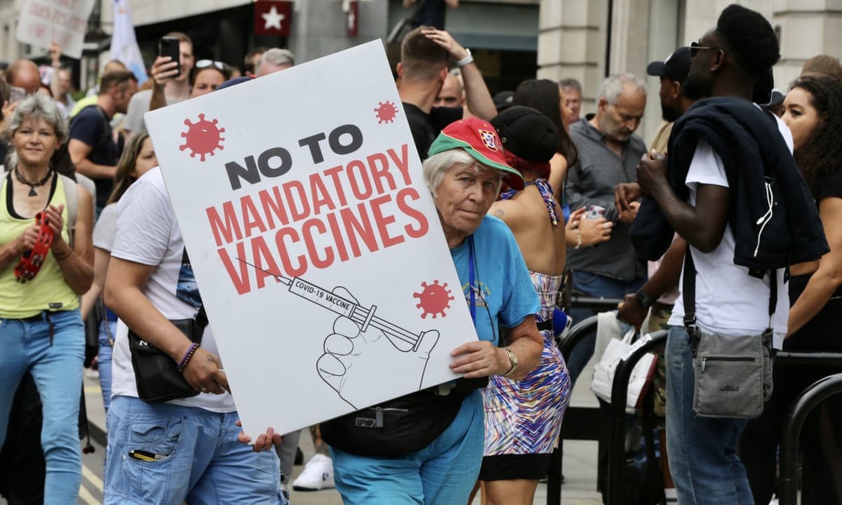 no to mandatory vaccine - protesters