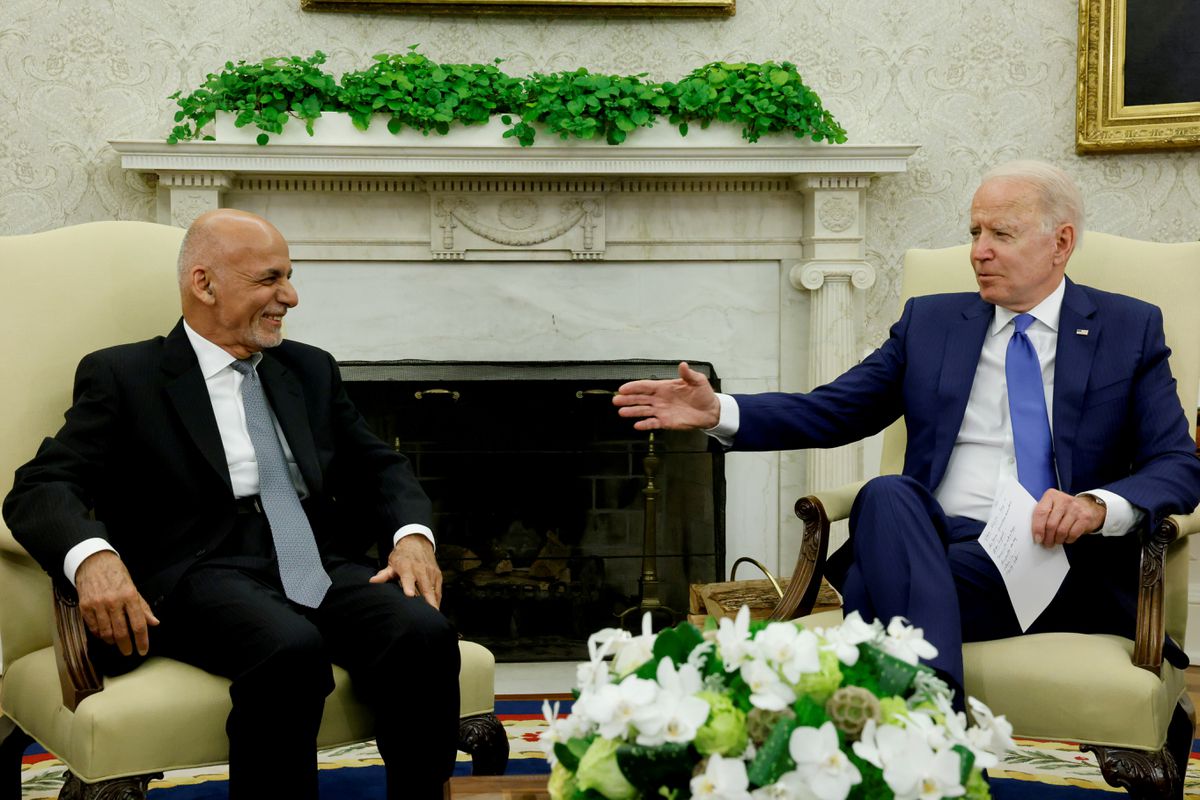 Ashraf Ghani talks to Biden