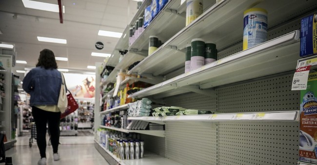 shoppers with empty shelves