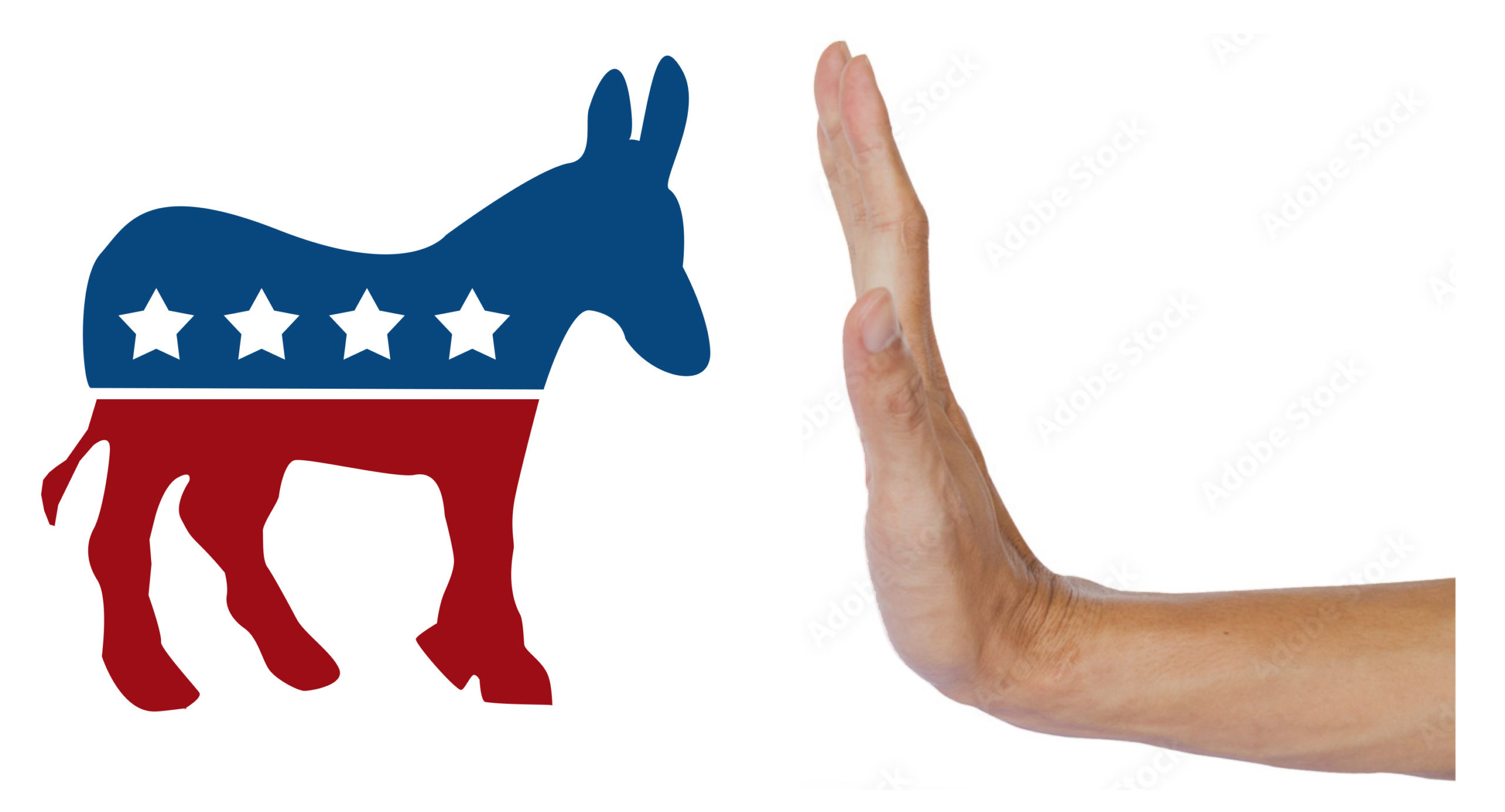 Hand Push-Back Democratic Donkey