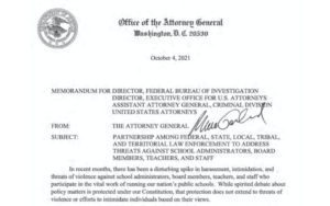 letter by Attorney General Merrick to FBI