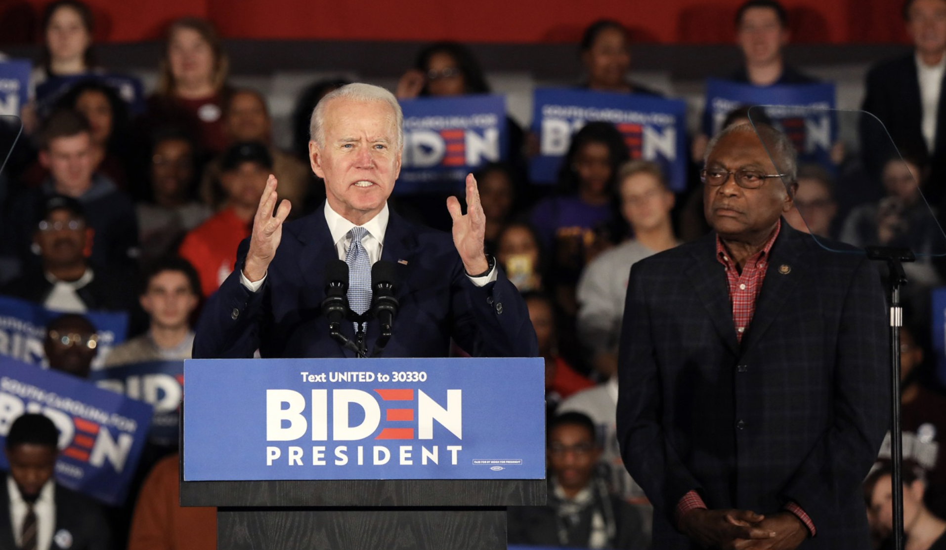 Joe Biden campaigns with Rep James Clyburn (D-SC)