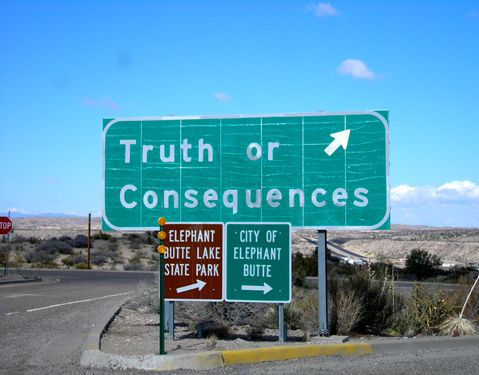 Truth or Consequences Road Sign