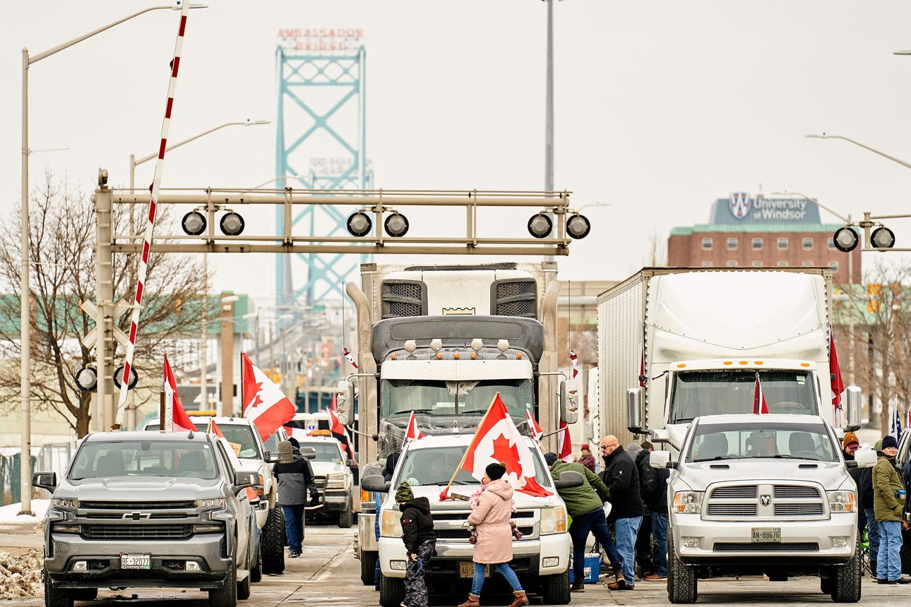 Canadian Truckers on Bridge