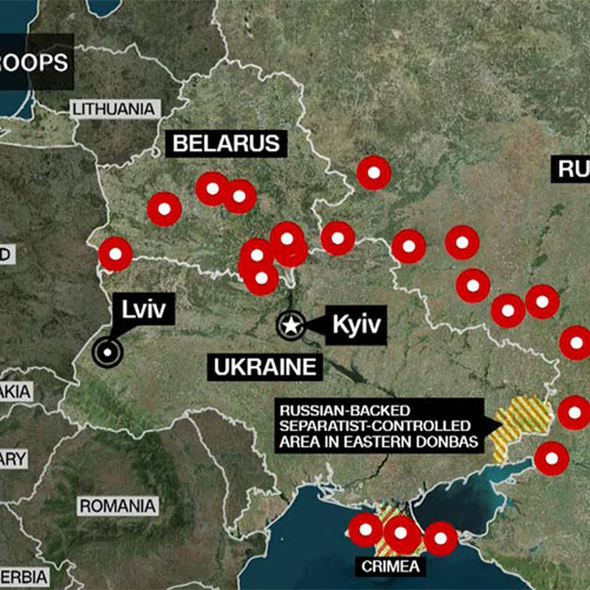 Ukrainian map of Russia's attack sites