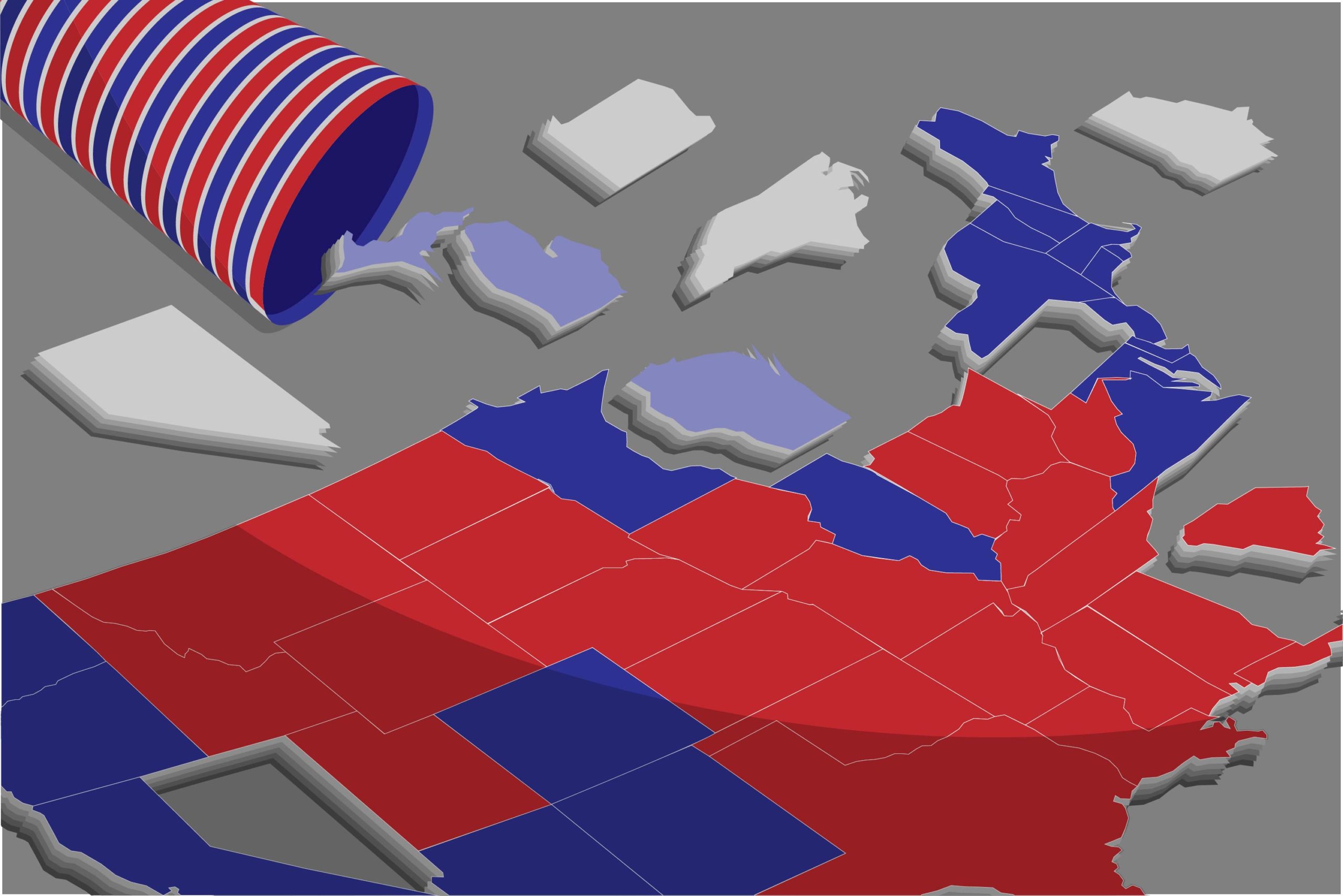 Election Map states in dice cup