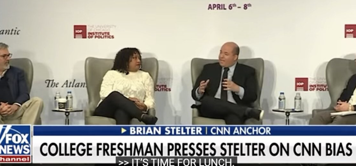 college freshman questions Stelter on bias