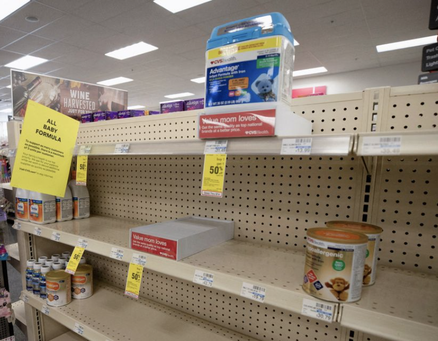 shelves empty of baby formula