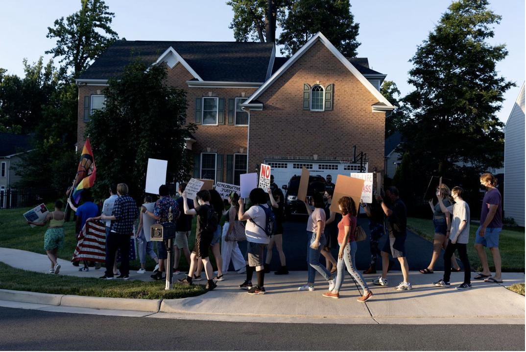 Protesters outside Justice Amy Coney Barrett's home