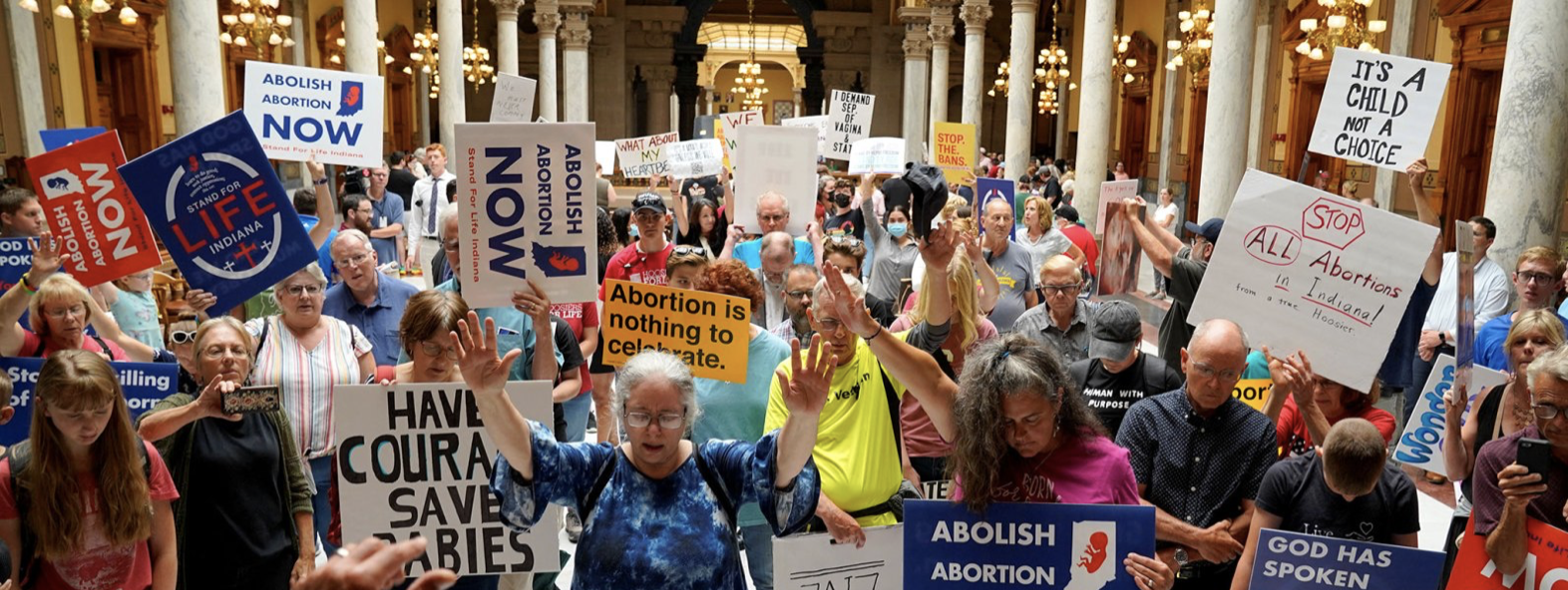 Pro-life protesters pray in IN statehouse