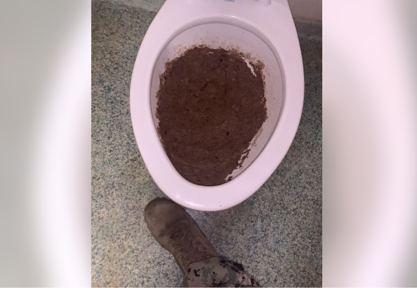filthy toilet in military barracks