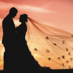 Wedding couple silhouette - square