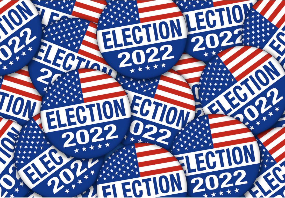 pile of Election 2022 buttons