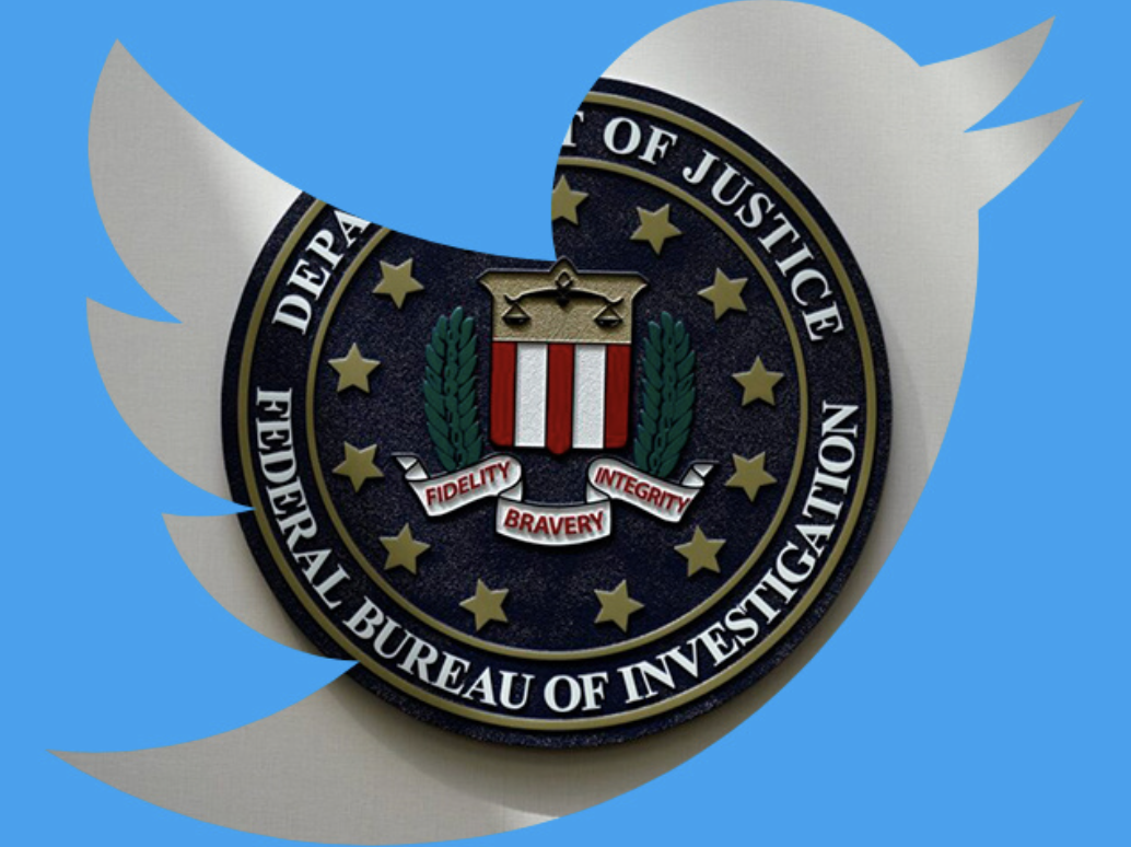 FBI shield overlaying twitter logo