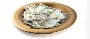 Gold Offering Plate - money & checks