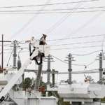 worker repairs to power station