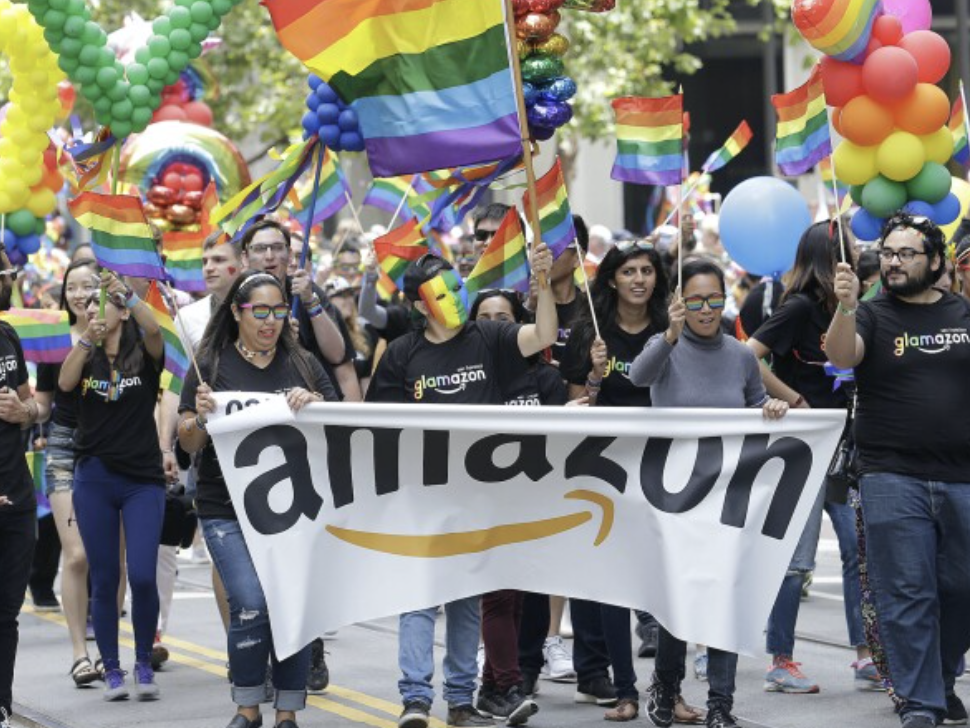 Amazon employees march in gay parade