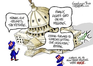 cartoon for Trumps Tax Returns