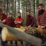 lumberjacks - sawing giant log