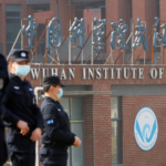 Security guards outside Wuhan China Virology Lab