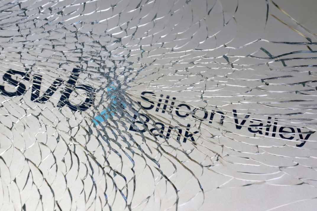 SVB - Silicon Valley Bank w shattered glass