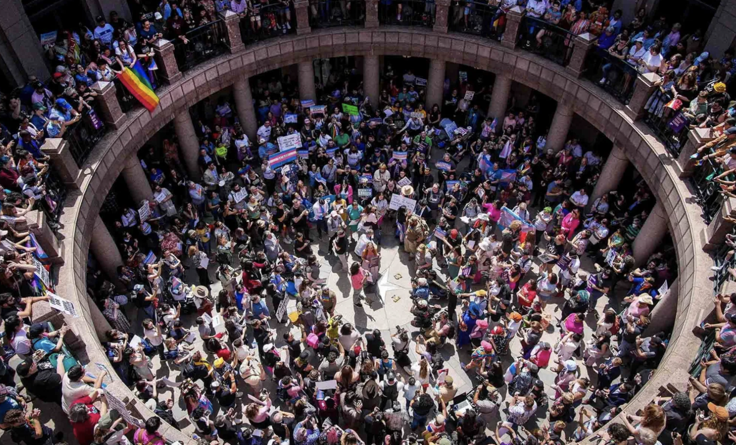 transgender protesters in TX Capitol Rotunda