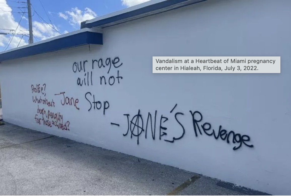 Vandalism - Heartbeat of Miami, Pregnancy Resource Center - Clinic