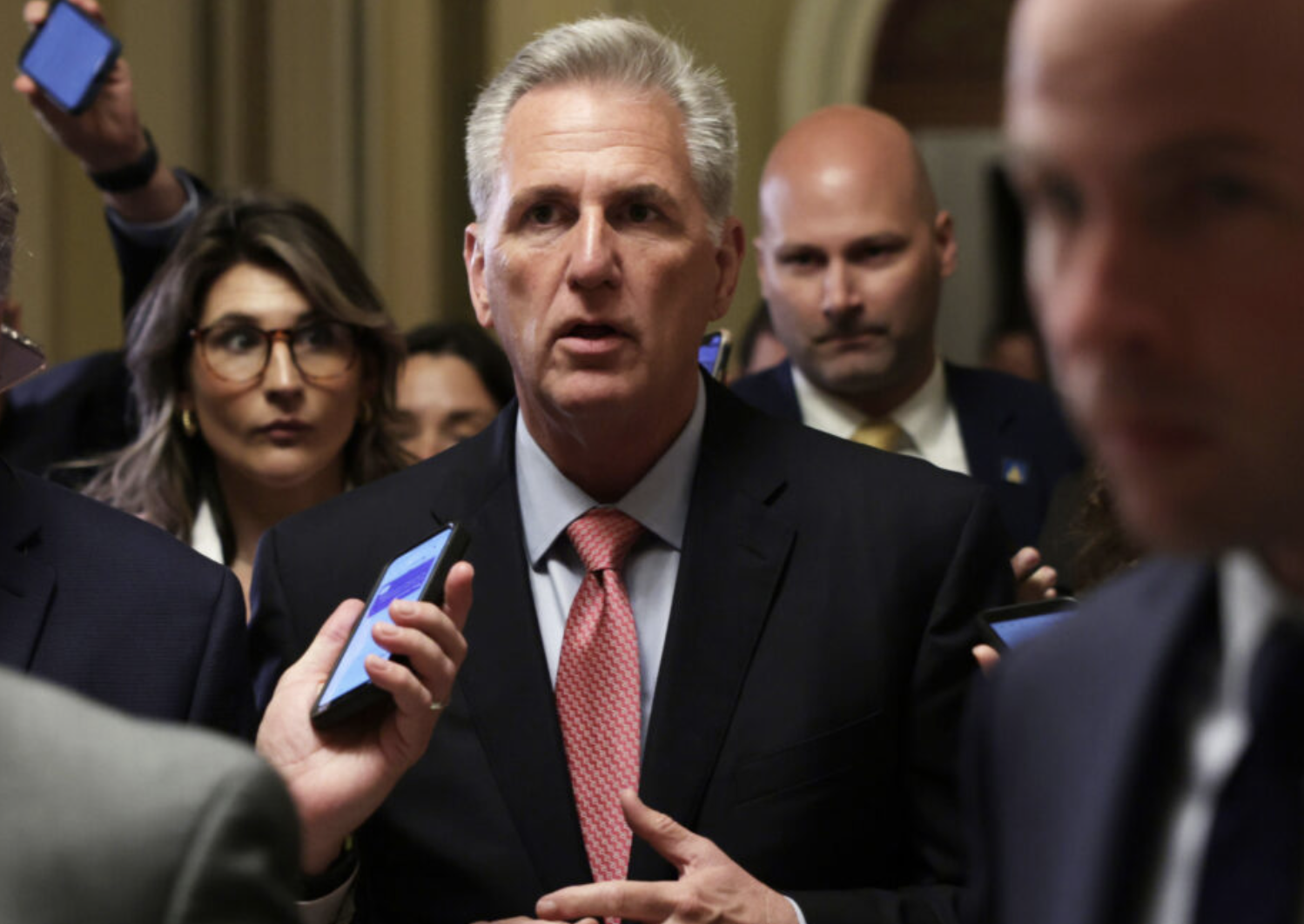 Kevin McCarthy, R-CA Speaker of the House and members of media