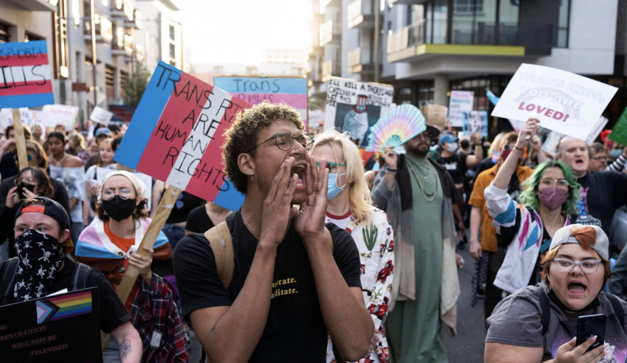 Protesters for the International Transgender Day of Visibility
