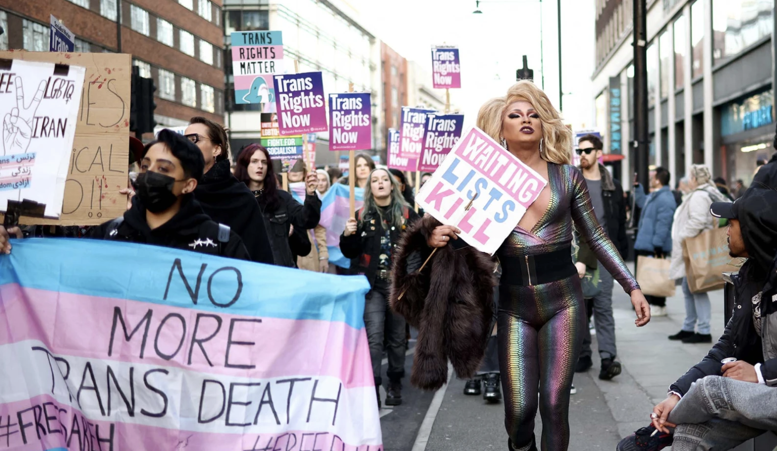 Transgender rights supporters protest in London