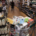 full grocery cart in NY supermarket