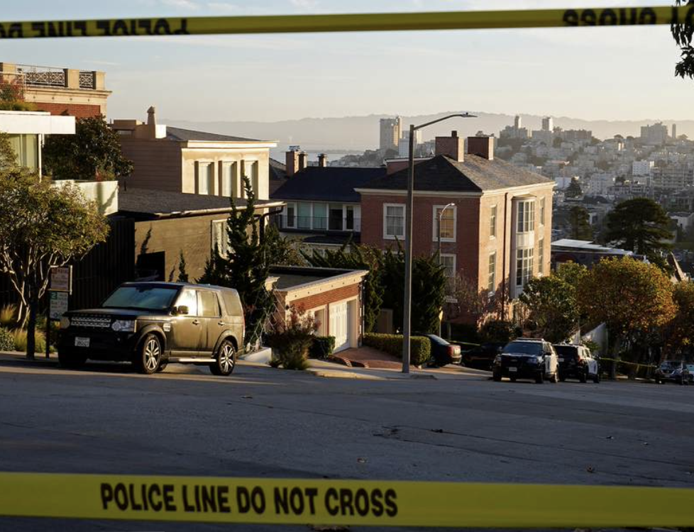 California neighborhood with crime scene tape