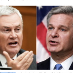Left: Rep. James Comer (R., Ky.) Right: FBI director Christopher Wray