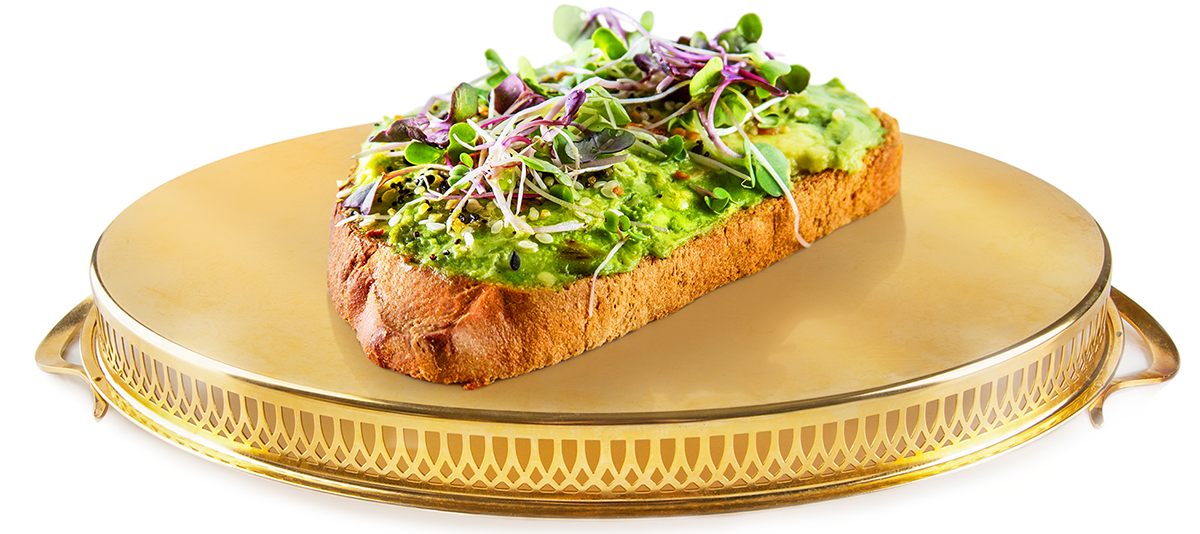 Fancy Avocado Toast - gold platter
