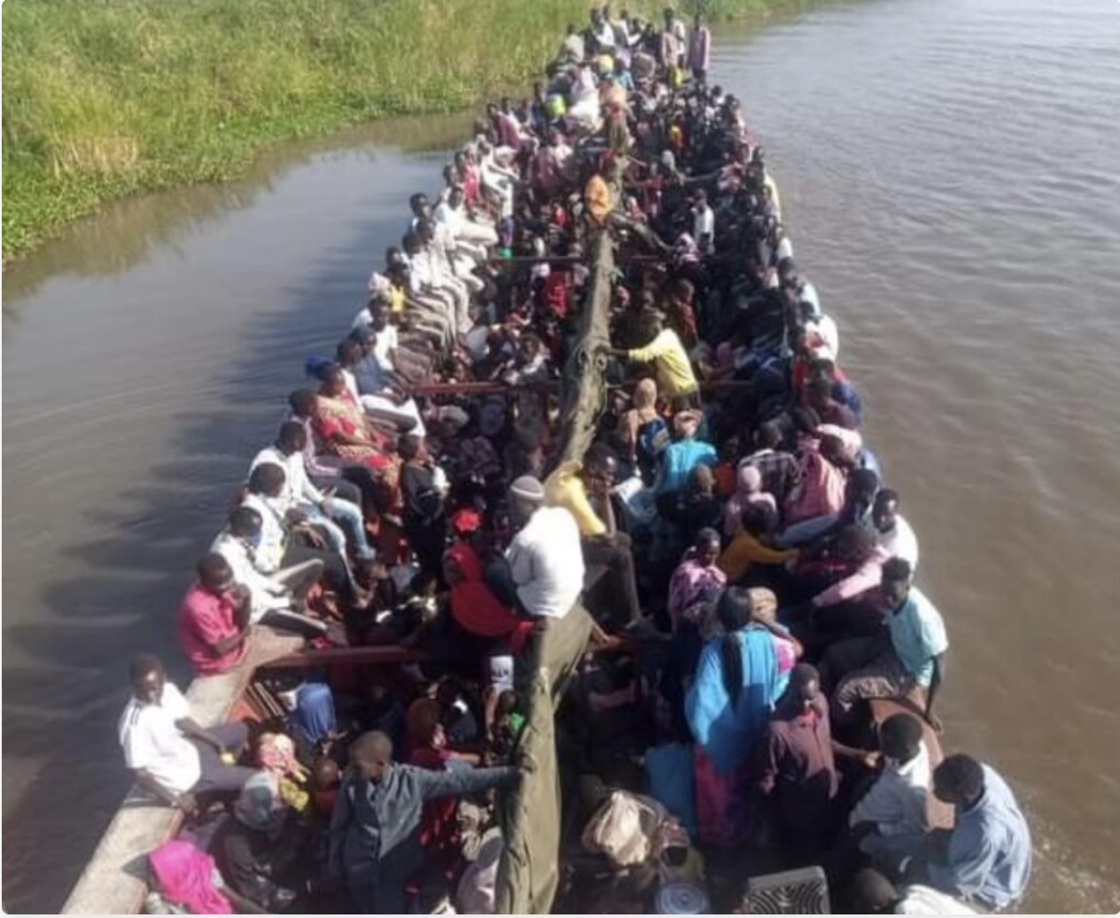 Sudanese Refugees in a boat