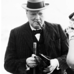 Churchill with stogie and walking stick