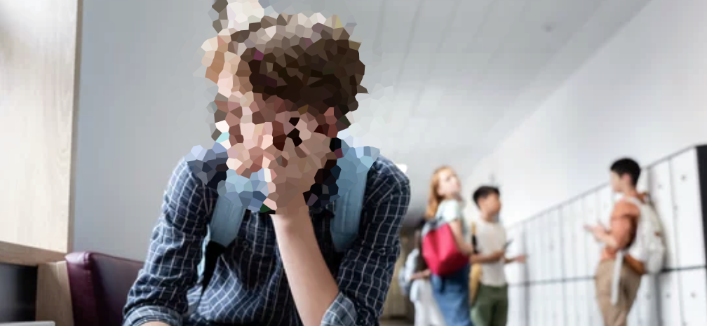 pixelted teen face - depressed detransition