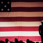 soldier saluting giant us flag