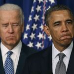 Obama and Biden frowning