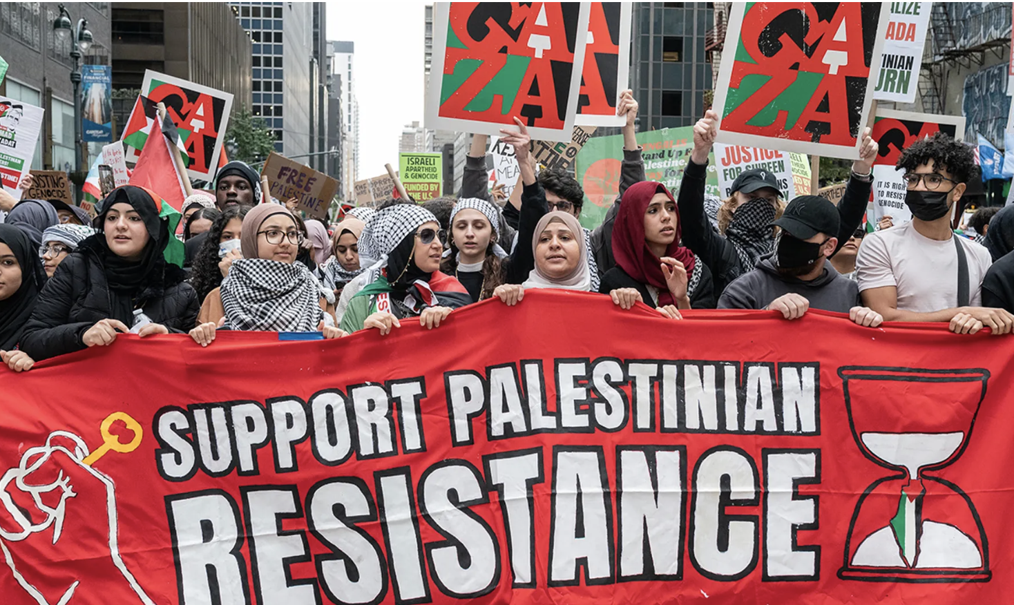Anti-Israel - Palestinian supproters protest in NYC