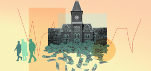 Dollars Donors Students walking away from Harvard University