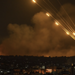 Nighttime - Hamas rockets aimed at Israel