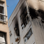 Tel Aviv building damaged by a missile from the Gaza Strip