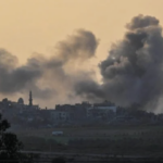 post Hamas wreakage - smoke over israel Gaza