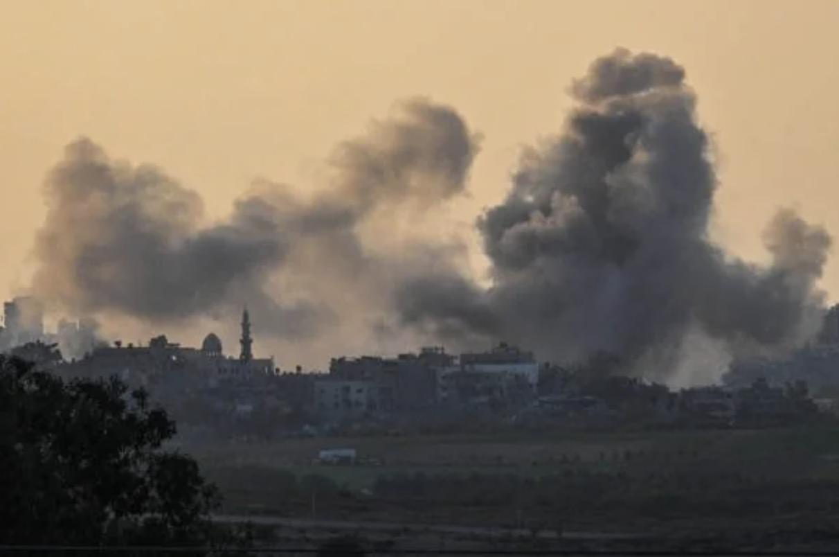 post Hamas wreakage - smoke over israel Gaza