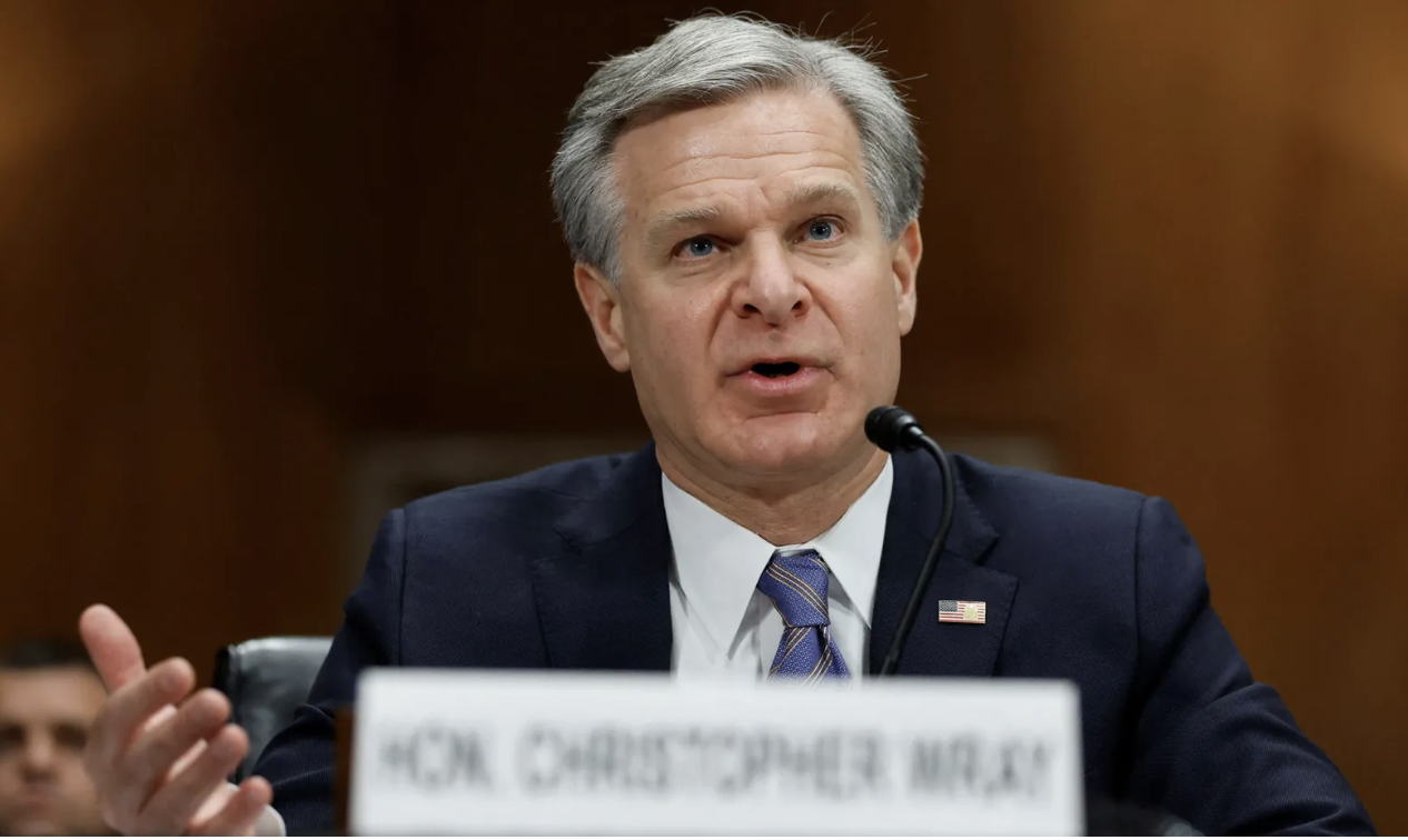 FBI director Christopher Wray testifies before a Senate Homeland Security and Governmental Affairs hearing